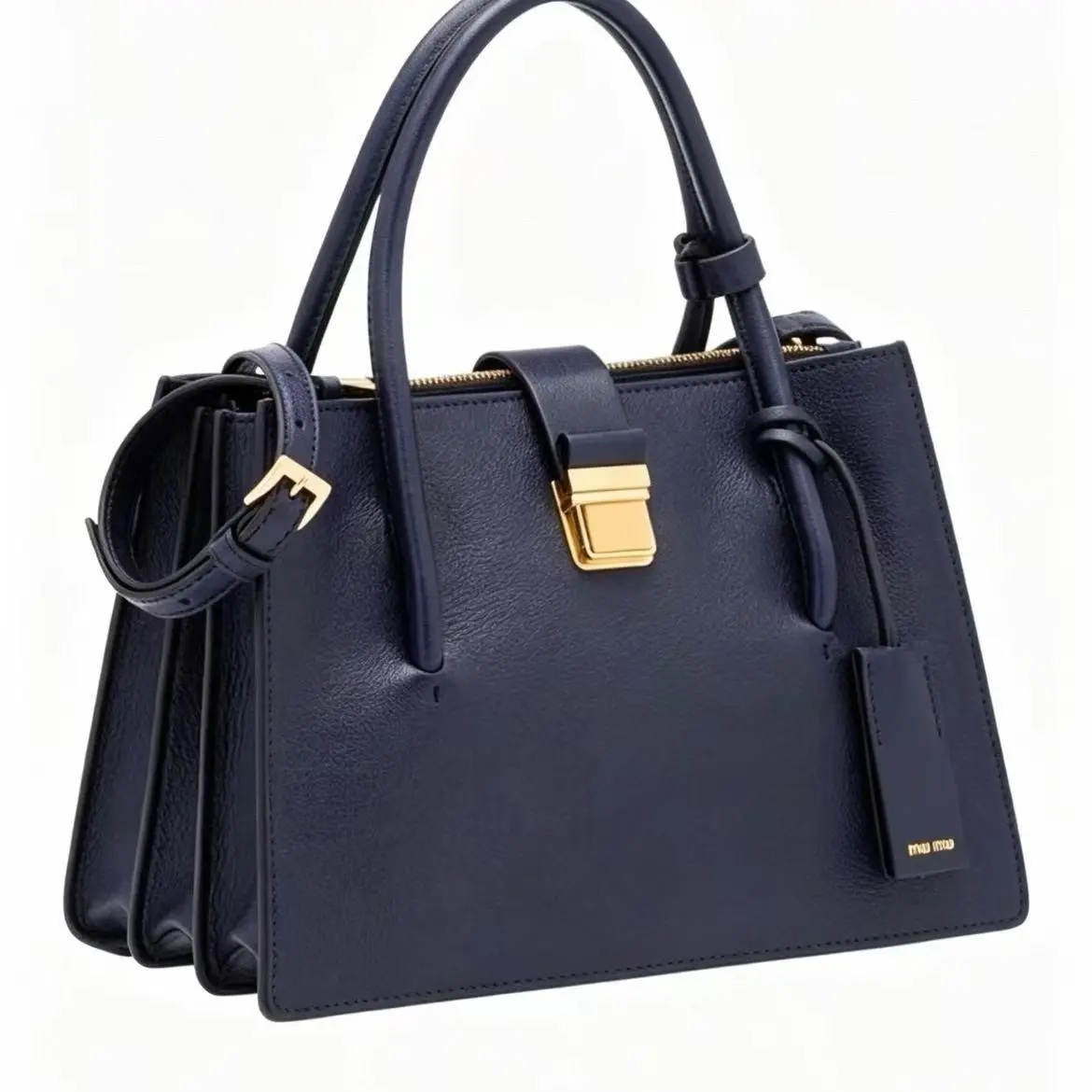 Pre-owned miu miu Midnight Blue Leather Accordion Bag Gold Hardware 2605324