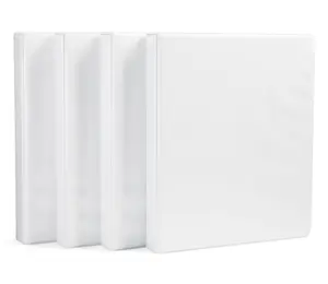 3-Ring Binder, 1-Inch - White, 4-Pack