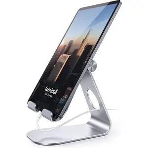 Lamicall Tablet Stand, Adjustable Tablet Holder - Desktop Stand Dock Holder Compatible with 4-13" Tablets Such as iPad Pro 11, 9.7, 10.5, 12.9 Air Mini 4 3 2, Kindle, Nexus, Tab, Silver