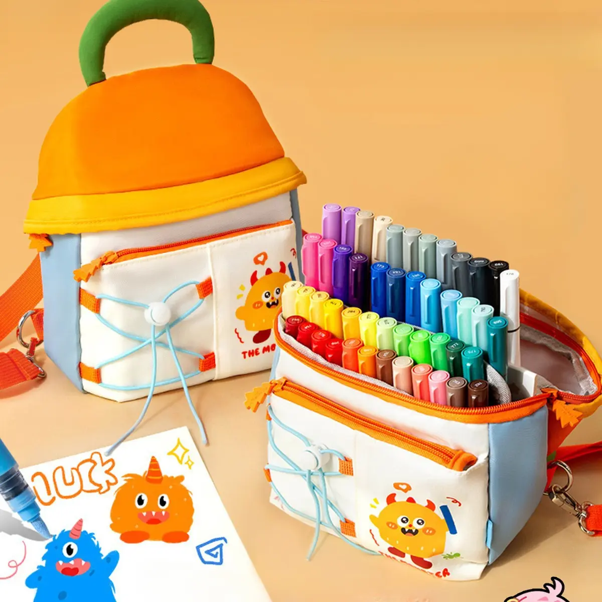 2 soft tip liquid ink markers, 24 colours 48 colours, non bleeding, blendable, washable, with storage bag, large capacity, quick drying, coloured marking pens DIY drawing, art colouring, learning differentiation, vibrant fluorescent markers