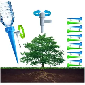Drip Irrigation System Garden Watering System 12PCS Self Watering Spikes Devices Vacation Automatic Drip Irrigation Kits Adjustable Valve Plant Water Irrigation Control System for Garden Flower Bed
