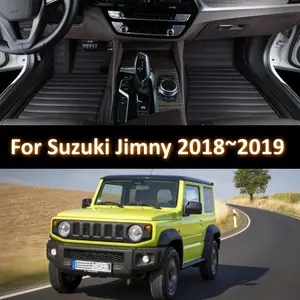 LHD Solid Color PU Leather Car Floor Mats For Suzuki Jimny 2018~2019 Easy Use Rugs Carpets Full Set Auto Accessories