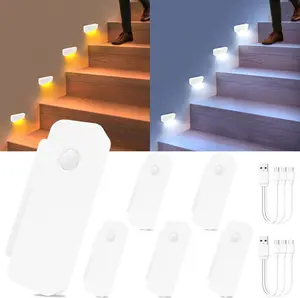 ROOKIELEDS Smart Sync Motion Sensor Night Light, Rechargeable Stair Lights with Multi-Light Linkage, Portable Nightlight for Stairs, Hallways, Garages, Bedrooms (6 Pack)