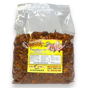 Nicomex - Cacahuates con chile y ajo - Salty and spicy peanuts with garlic and arbol pepper. Authentic Mexican Style. Party size 5Lb.