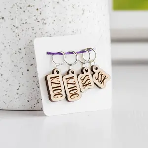 Set of 4 laser engraved Stitch Markers - SSK and K2TOG - Outline