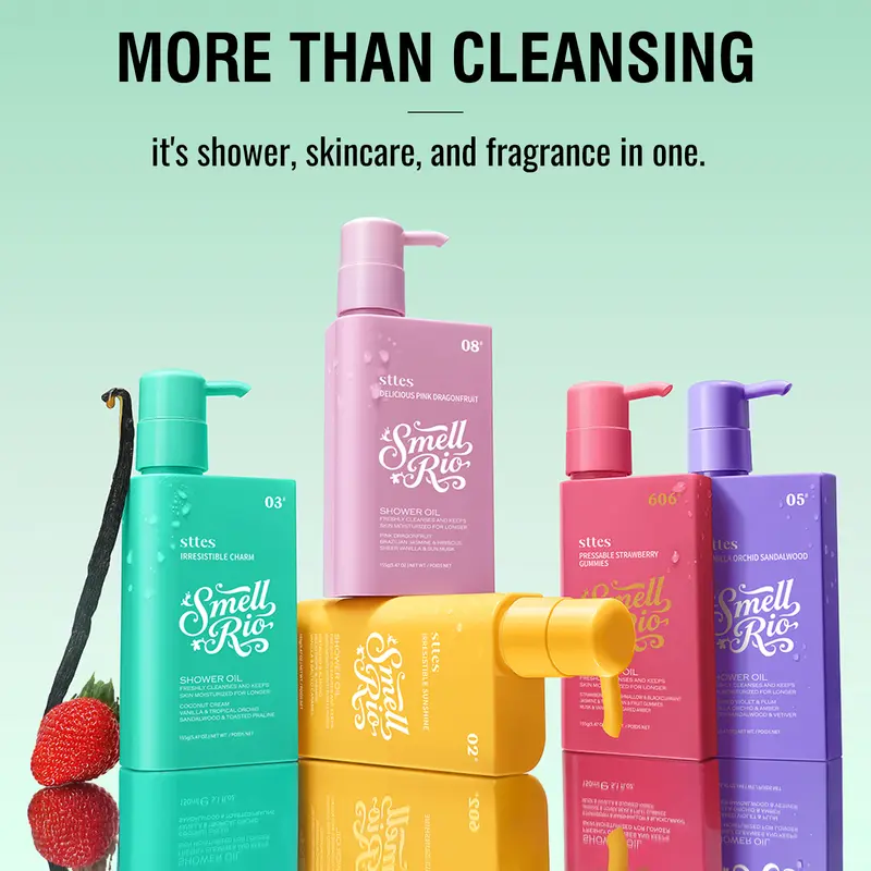 New!Sttes Shower Oil 02# (Irresistible Sunshine) 5.47 oz – Moisturizing Body Wash with Pistachio, Almond, Vanilla & Salted Caramel, Natural Plant Oils, No Mineral Oil, Parabens or Phthalates