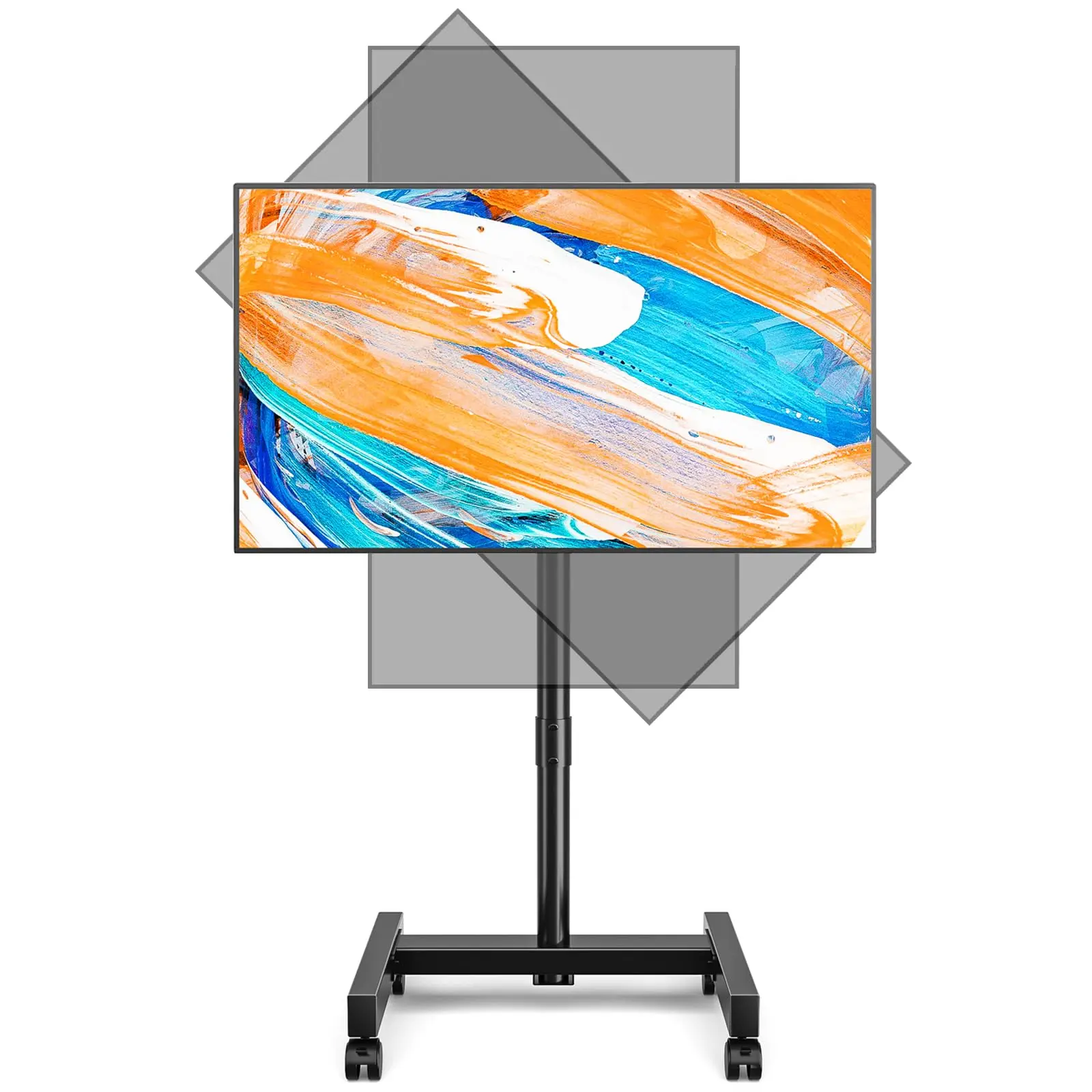 Rfiver Rolling TV Stand - Mobile Cart for 13-50 Inch Flat & Curved Screens with Tilting, Rotating Functions