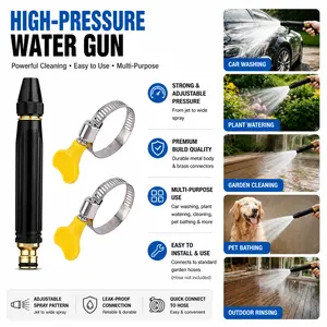 Home High-Pressure Car Wash Water Gun with Booster Nozzle and Hose, Portable Handheld Water Sprayer for Car Washing, Plant Watering, Garden Cleaning, Pet Bathing and Outdoor Use#SummerVibes