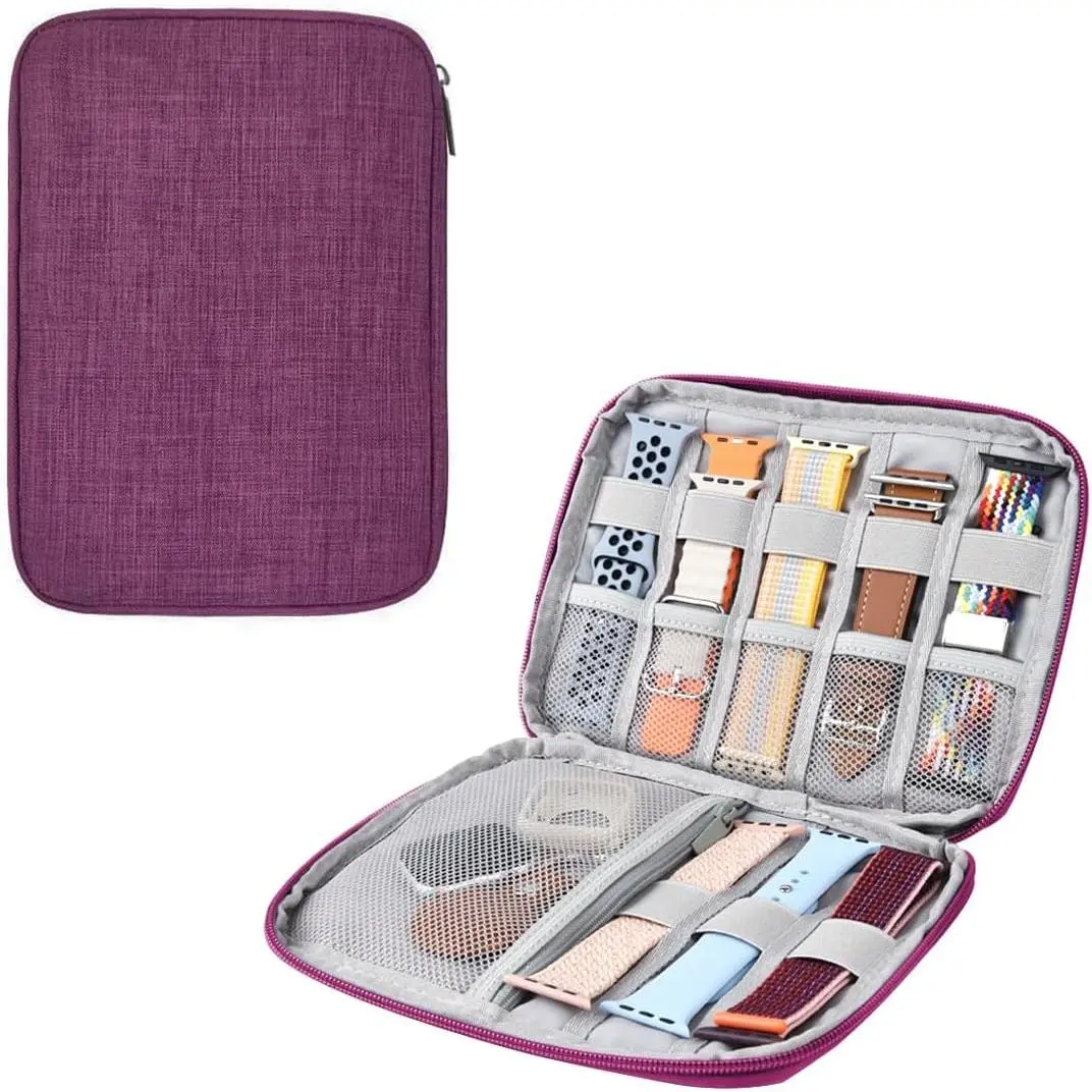Watch Band Organizer, Watch Band Storage Case,   Watch Band Organiser Case, Travel Organiser Bag for Watch Bands for Bands and Accessories,Watch Band Pin,,Earphones (Purple)
