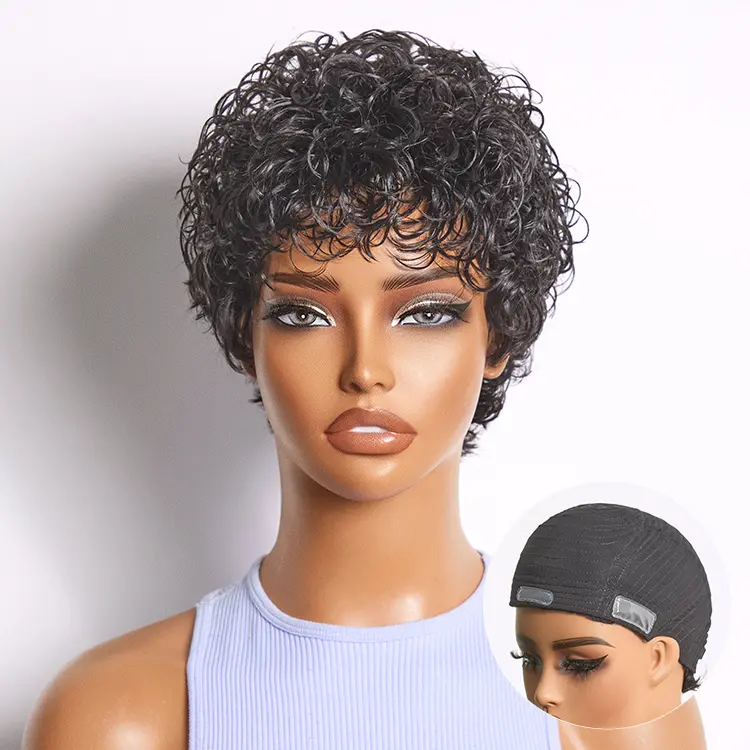 【LIVE】Throw On & Go Natural Black Big Curly Glueless Short Wig Ultra Comfort Cotton Cap Hair Loss Friendly Wig