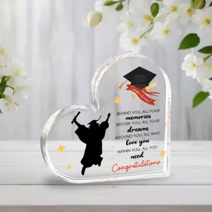 Graduation Heart Acrylic Plaque, Graduation Gift For Her, Him, College Graduation Gift, High School Graduation Acrylic Gift, Personalized Plaque, Acrylic Photo Plaque