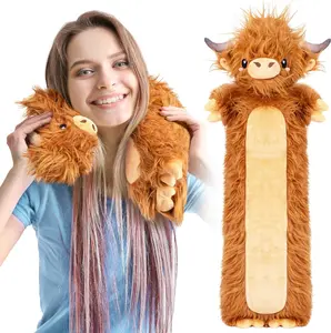 Brown Highland Cow Microwavable & Weighted Stuffed Animals - Unscented Heatable Plush Doll, Cute Cow Plush Toys Gifts for Girls Boys and Kids