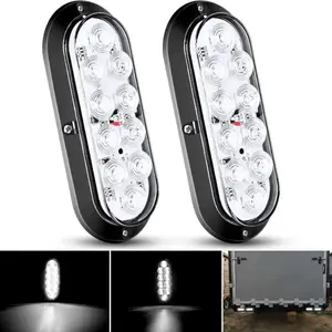 Nilight 6-Inch Oval White Upgrade LED Trailer Tail Lights (Pair) - Car LED Lights Kit, ABS Lens, Bright Leds, Dual Mode, Led Lights Car, Trailer Light Kit