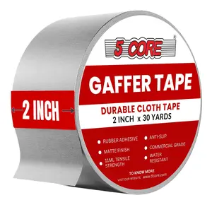 5 Core Gaffers Tape 2 Inch 30 Yards Professional Pro Gaff Tape Heavy Duty Cotton Non Reflective Matte Finish Water Resistant Residue Free - GFF TP GRY