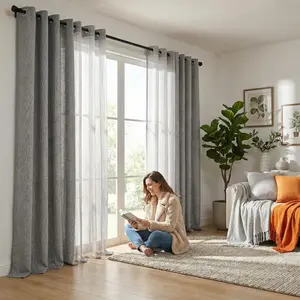 Curtain Club 4 Panels 52x84inch 2 panels are made of blackout fabric with a composite process, providing complete blackout effect. They are of high quality. The other 2 panels are mesh wide-mouth curtains in a loop style. L69 + L12