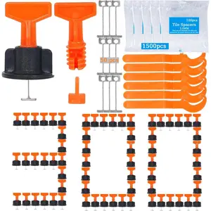 Tile Leveling System Kit,300pcs Reusable 1/16" Tile Leveler Spacers+1500pcs-Tile Spacers+6pcs Wrench+1pack 1/16" Replaceable Spare T-Pin,for Wall Tile Adjustment