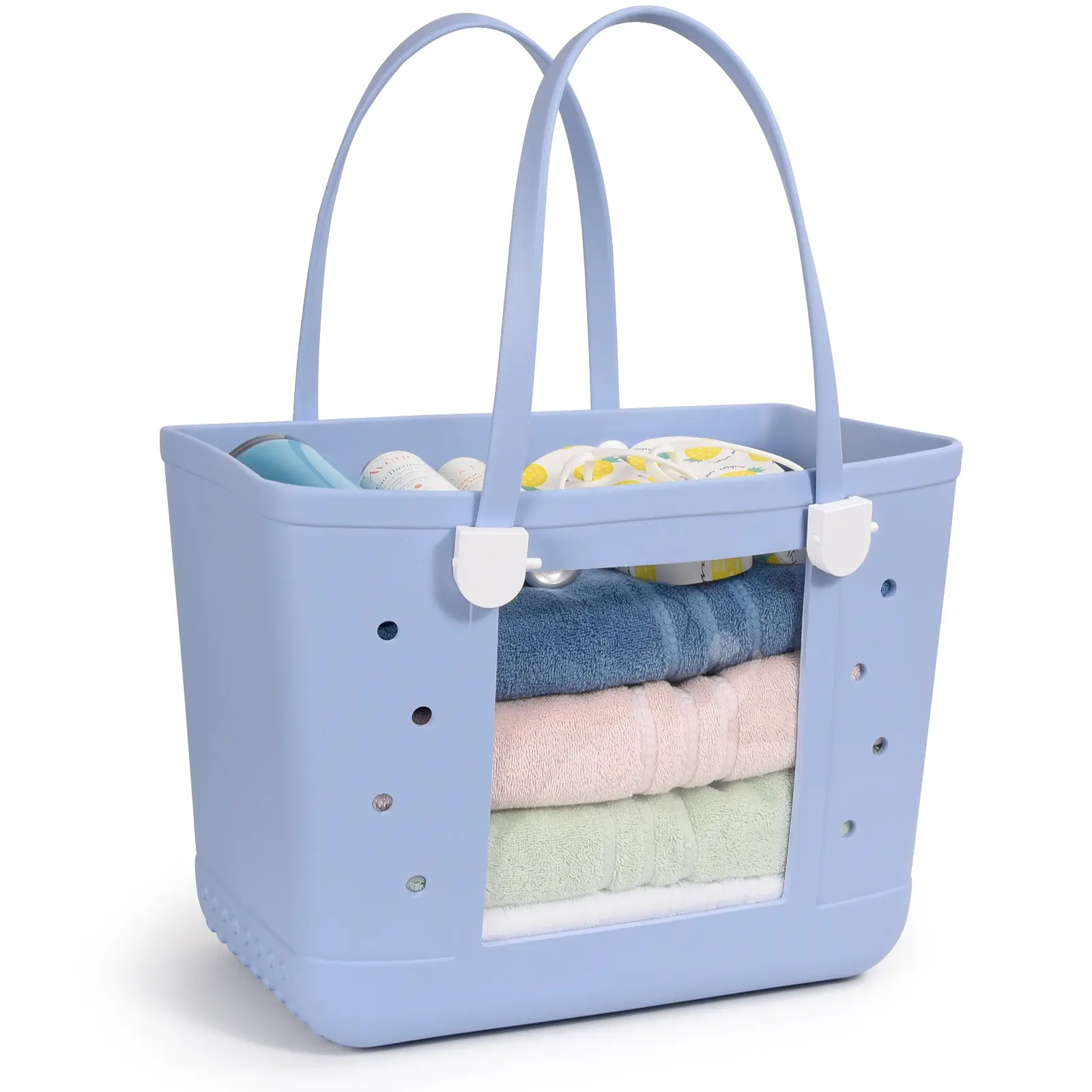 Rubber XL Tote Bag,Washable and Durable Open Handbag for Boat Pool Sports, Waterproof Beach Tote,
