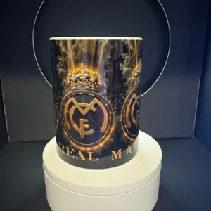 Real Madrid Ceramic Mug 15 oz Gold Design Perfect for Coffee Fans Ideal Gift for Football Enthusiasts