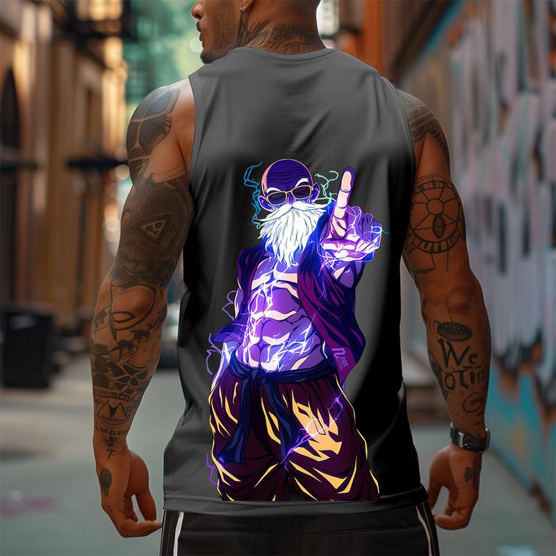 Dragon Ball DBZ Master Roshi Unisex Summer outfits men streetwear 80s 90s graphic tees cotton Anime tank tops men gifts