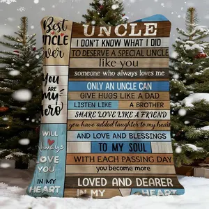 1pc Best Uncle Throw Blanket |   Soft Flannel, Washable, Heartfelt Message Design, All-Season Cozy Birthday,, Thanksgiving - Nephew, Niece, Uncle, Birthday Mother's Day Size