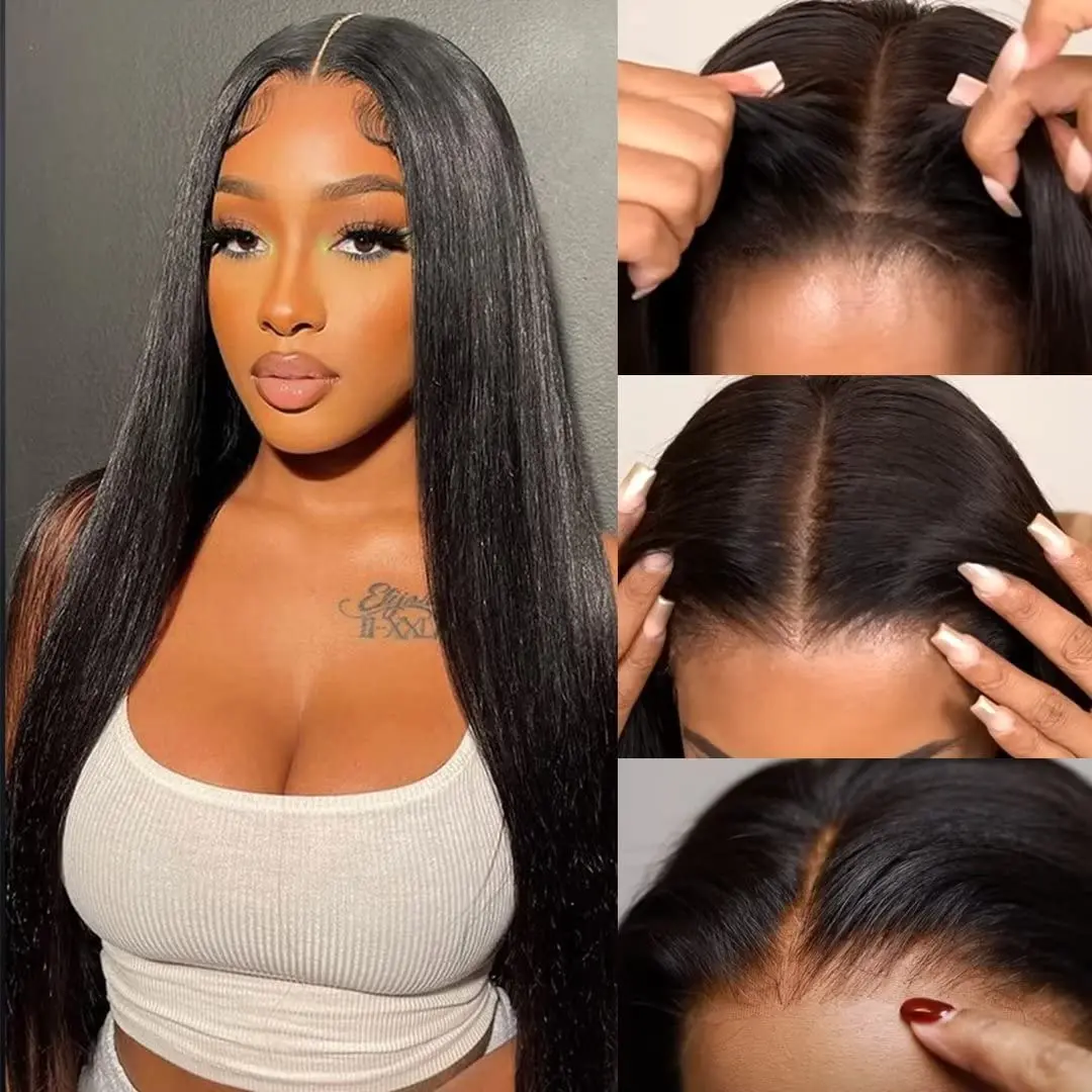MYLOCKME Hair Glueless Human Wigs 5X5 Glueless Wig 100% Human Hair Straight 6X4 Pre Cut Lace Wigs Pre Plucked HD Transparent No Glue Wigs For Women   #SummerVibes#tiktokshopspringglowup