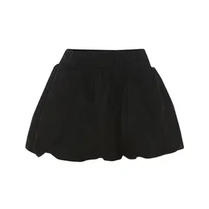 European and American Cross-border Summer Women's  Solid Color Versatile Bubble Skirt High Waist Ultra Short Half Skirt Clothing
