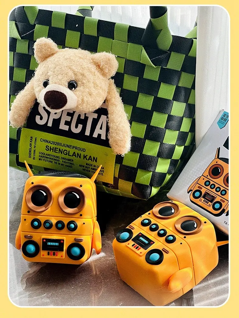 Cartoon Mini Bluetooth Speaker Cute Robot Portable Small Wireless Bluetooth Speaker with Loud Volume Bluetooth 5.0  <IP65 Waterproof Speaker> with Lanyard for Home Camping Beach Outdoor