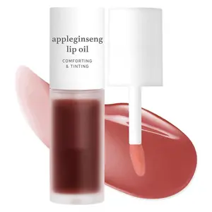 Korean Lip Oil - Appleginseng | Lip Stain, Long-Lasting, Moisturizing, Plumping, Revitalizing for Dry Lips, Waterproof, No Peel Off, Korean Lip Tint, Stocking Stuffers, Cute Things, 0.12 Fl Oz