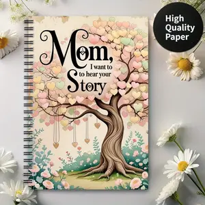 1 pc Mom's Notebook, 'I Want to Hear Your Story' Themed Spiral Notebook Journal, Floral Heart Design Mother's Guide Diary, A5 Inches, High-Quality Paper for Family Bonding and Personal Organization, Mother's Day Gift Stationery