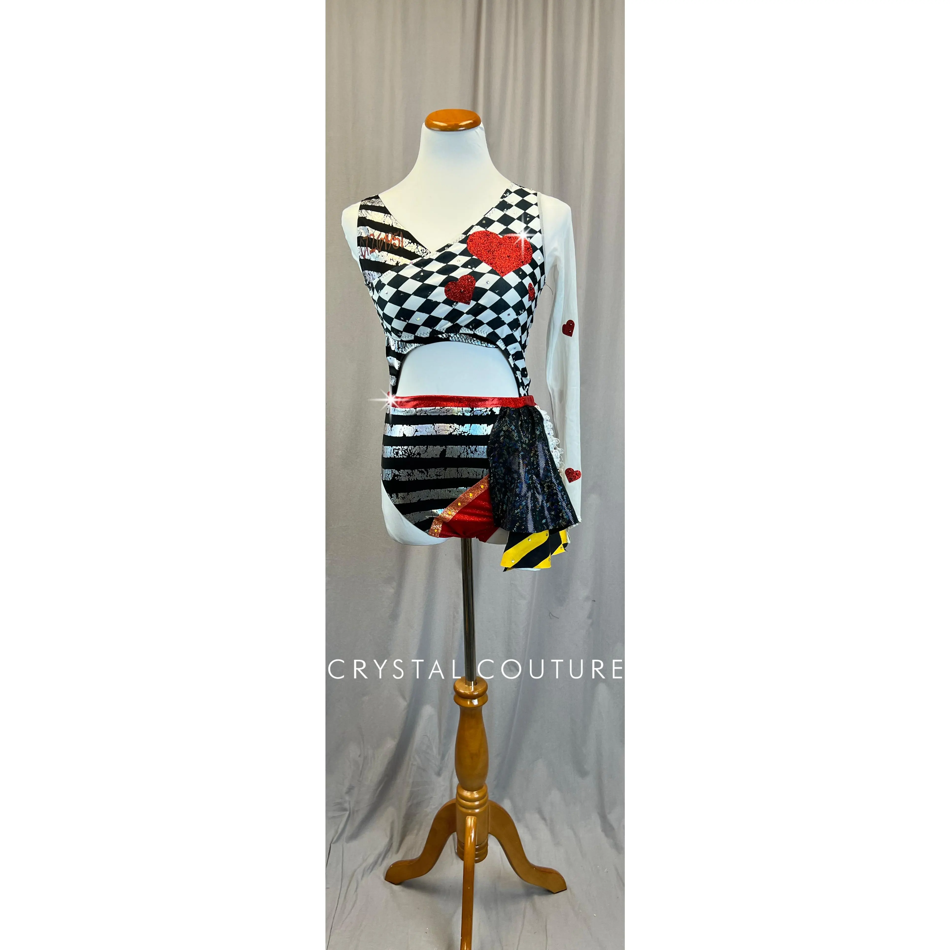 Black,White, Red and Silver *Captain Hook* Leotard -Rhinestones