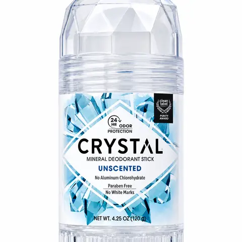 Crystal Mineral Deodorant Stick Unscented - 4.25 oz No Aluminum, Paraben Free and No White Marks, 24hr Odor protection