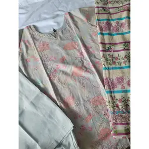 Gray Cotton Print Salwar Kameez