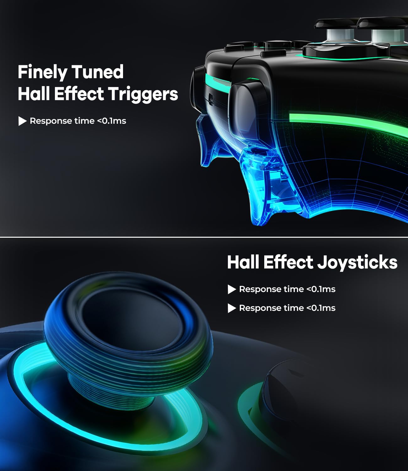 Wireless PS5 Pro Hall Controller with Hall Effect No Stick Drift Linear Triggers 7-Zone RGB Lighting Dual Vibration Turbo Macro-Programmable Buttons 1500mAh Battery & Audio Jack