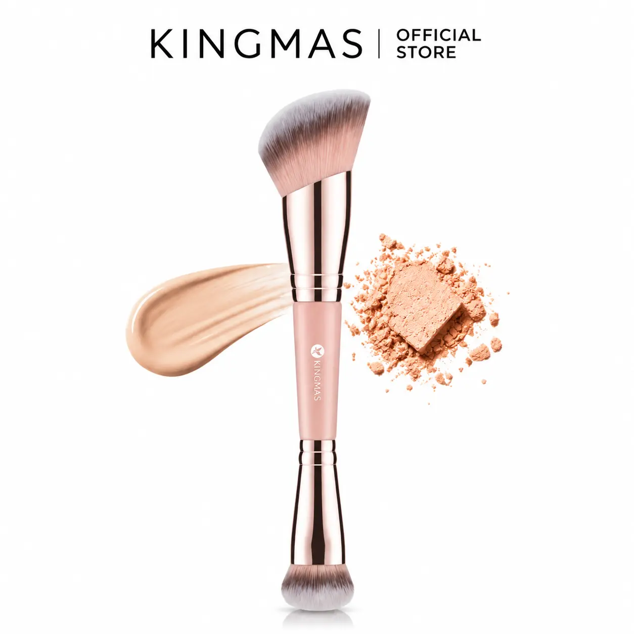 KINGMAS Dual-ended Makeup Brush - Cruelty-Free Soft Bristle for Foundation & Contour