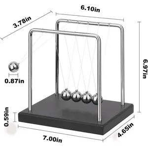 5 Large Beads Newton's Cradle Balance Balls Desk Toys Office Decorations with Black Wooden Base Desk Balance Balls Fun Science Physics Toys for Office/Bedroom/Living Room