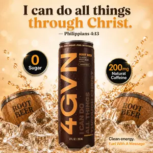 4GVN Soda Root Beer Sports Energy Drink - 0 Sugar, 200mg Caffeine, Carbonated Beverage for Active Individuals