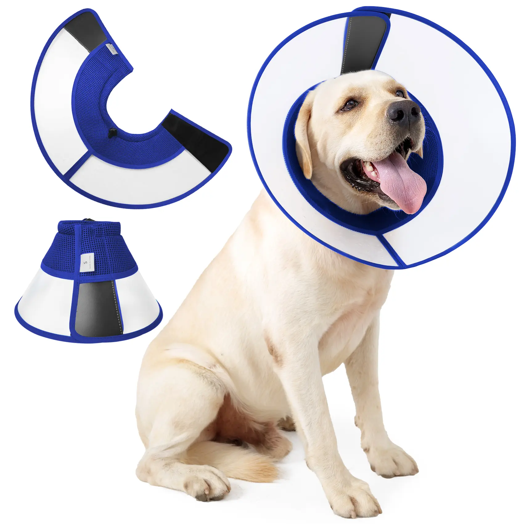 Dog Recovery Collar - Soft Mesh PVC Anti-Lick Elizabethan Accessory, Lightweight Waterproof Design for Canine Wound Healing, Prevents Scratching & Biting