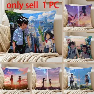 Cartoon Your N-Name Pillow Case Anti-dustmite Pillowcase Sofa Cushion Cover with Invisible Zipper Silky Short Plush Polyester Microfiber Fabric White Available in Standard Sizes for Home Bed Use