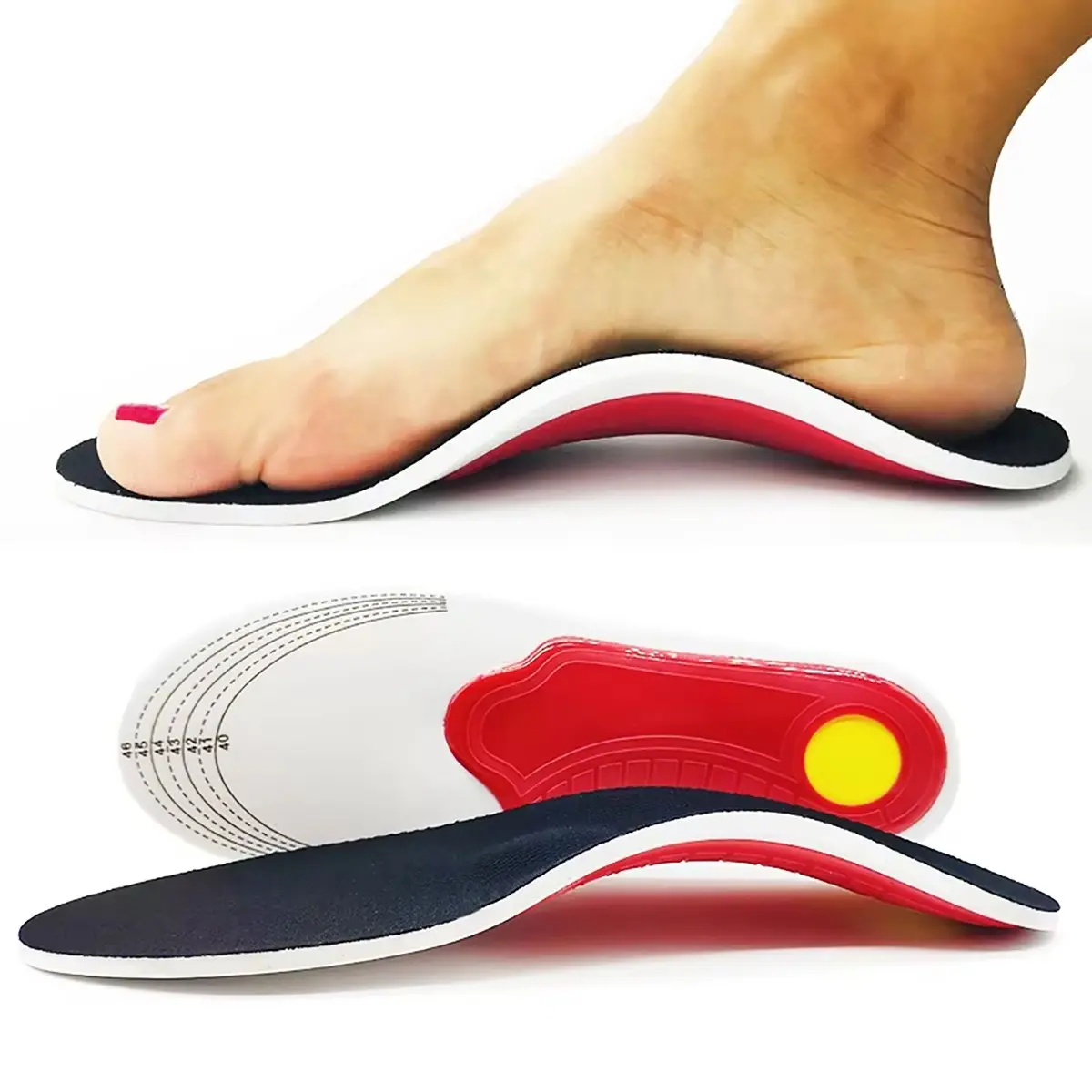 Unisex Orthotic Insole, Provides Arch Support and Flat Foot Correction, Pressure Relief, Promotes Air Circulation, Motion Cushioning and Shock Absorption, Lnsole for Work Boots Suitable for Standing All Day, Shock Absorbing Insoles