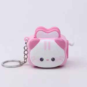 Kawaii Cat Toaster Wind-Up Keychain, Cute Moving Animal Bag Charm for Women Cute Pink Cat Bread Toaster Keychain, Interactive Wind-Up Toy Key Ring for Girls