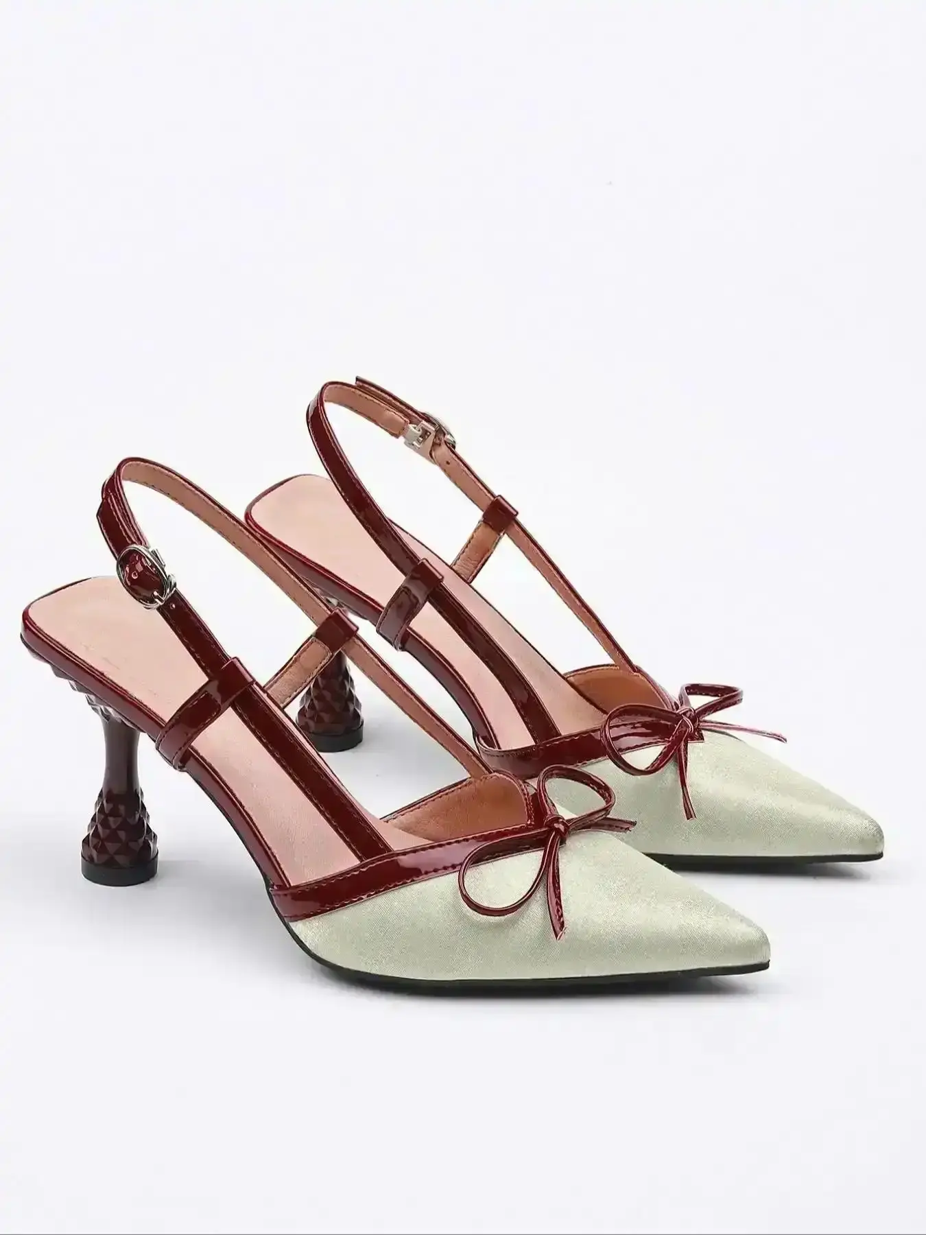Women's Fashionable Bowknot Design Heels, Valentine's Day Gift for Girl, Casual Pointed Toe High Heel Classy Sandals Summer, Comfortable Breathable Slingback Shoes Daily Wear Lightweight On Durable Mesh Slip