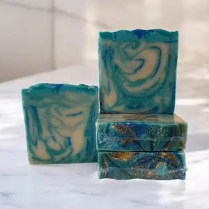 Bali Breeze Scented Soap - Goat Milk, Beef Tallow, The Sour Goat, Blue and Green Swirling Design