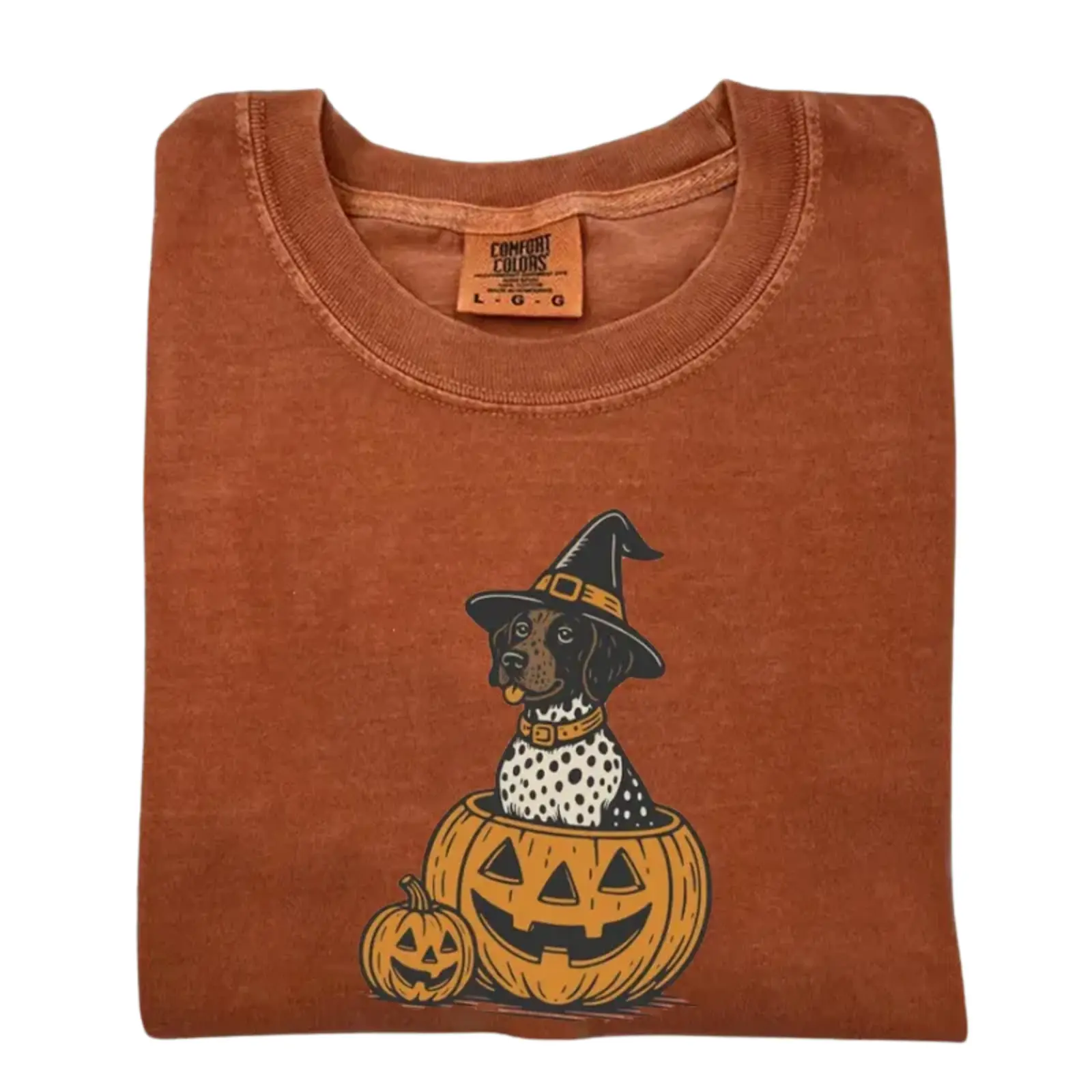 German Shorthaired Pointer Halloween Comfort Colors T-Shirt, Vintage 90s Spooky GSP Pumpkin Graphic Tee, Cute Witch Dog Halloween Shirt, Fall Dog Lover Gift, Unisex Casual Streetwear