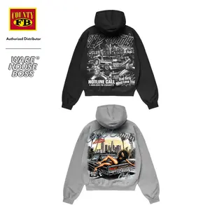 FB COUNTY Men's Designed Heavyweight Full Zipper Hoodie Oversized Hooded Full Zip Jackets with 2 Pockets Comfy Fleece Jackets Hip Hop Harem Menswear Coats Casual