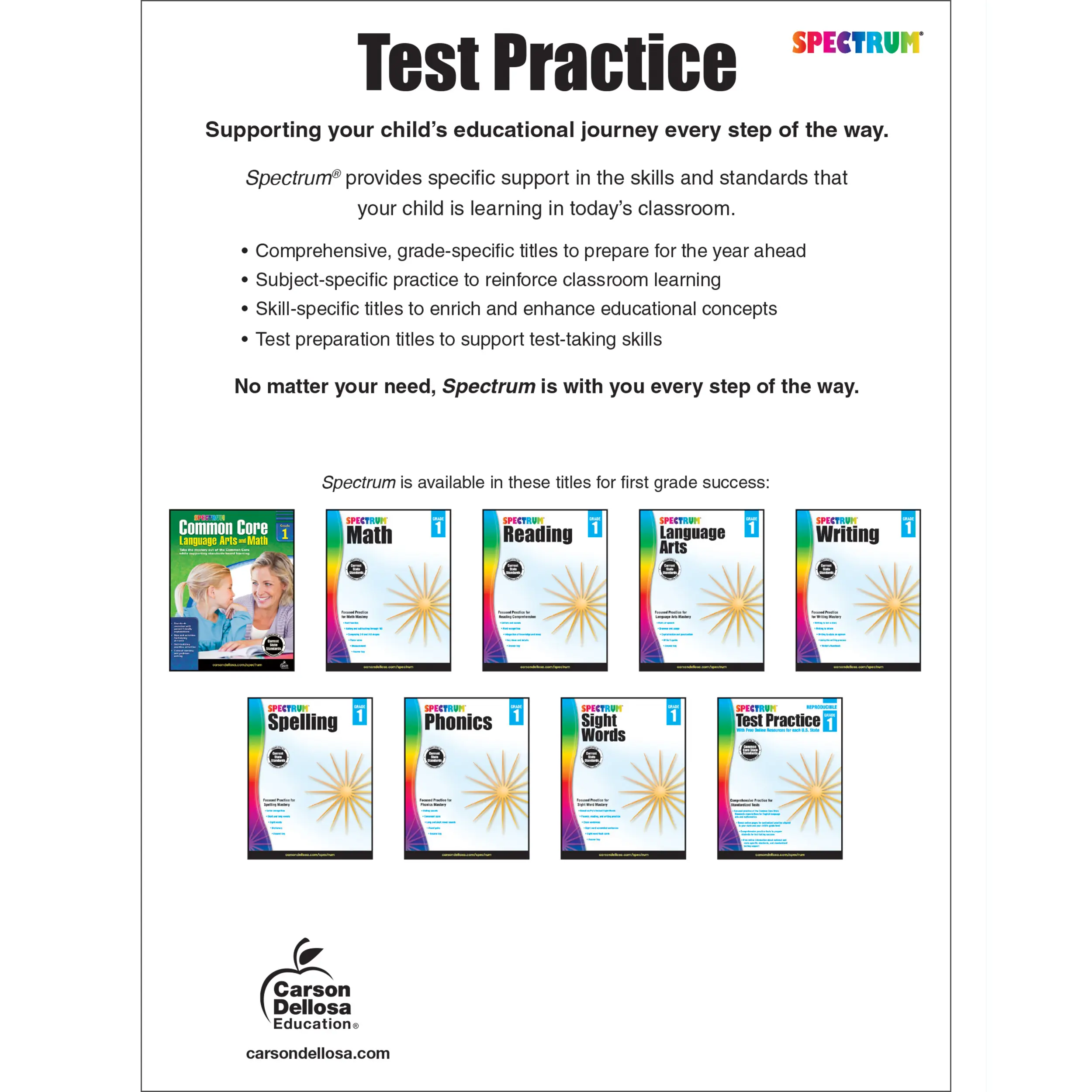 Spectrum Test Practice Workbook, Grade 1 (160 pages) - TikTok Shop