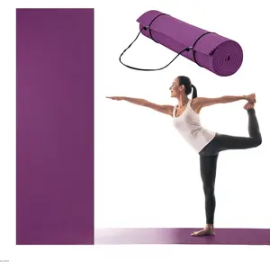 1/4" Thin (6mm) Yoga & Pilates, Fitness & Exercise Mat with Easy-Cinch Carrier Strap Cusion Support For Fitness and Gym Workouts