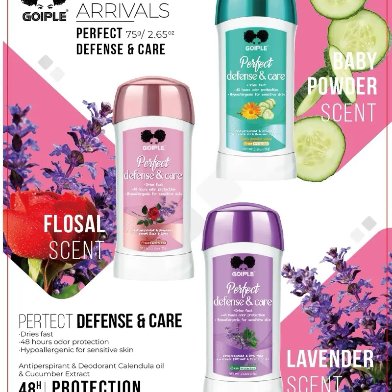 Goiple Perfect Defense & Care 48 Hours Deodorant - Floral Scent, Baby Powder, Lavender Scents Available - Hypoallergenic for Sensitive Skin