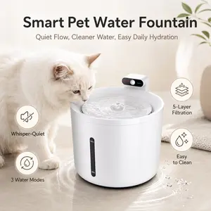 Smart Pet Water Fountain, Minimalist Design, Quiet Operation, 5-Stage Filtration, 3 Dispensing Modes, Suitable for Cats and Dogs, Home Use