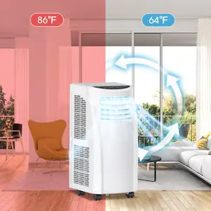 COSTWAY 8000 BTU Air Conditioner Unit spaces up to 230 Sq.Ft with Remote Control Dehumidifier Function Window Wall Mount, 4 Caster Wheel, Sleep Mode and, White