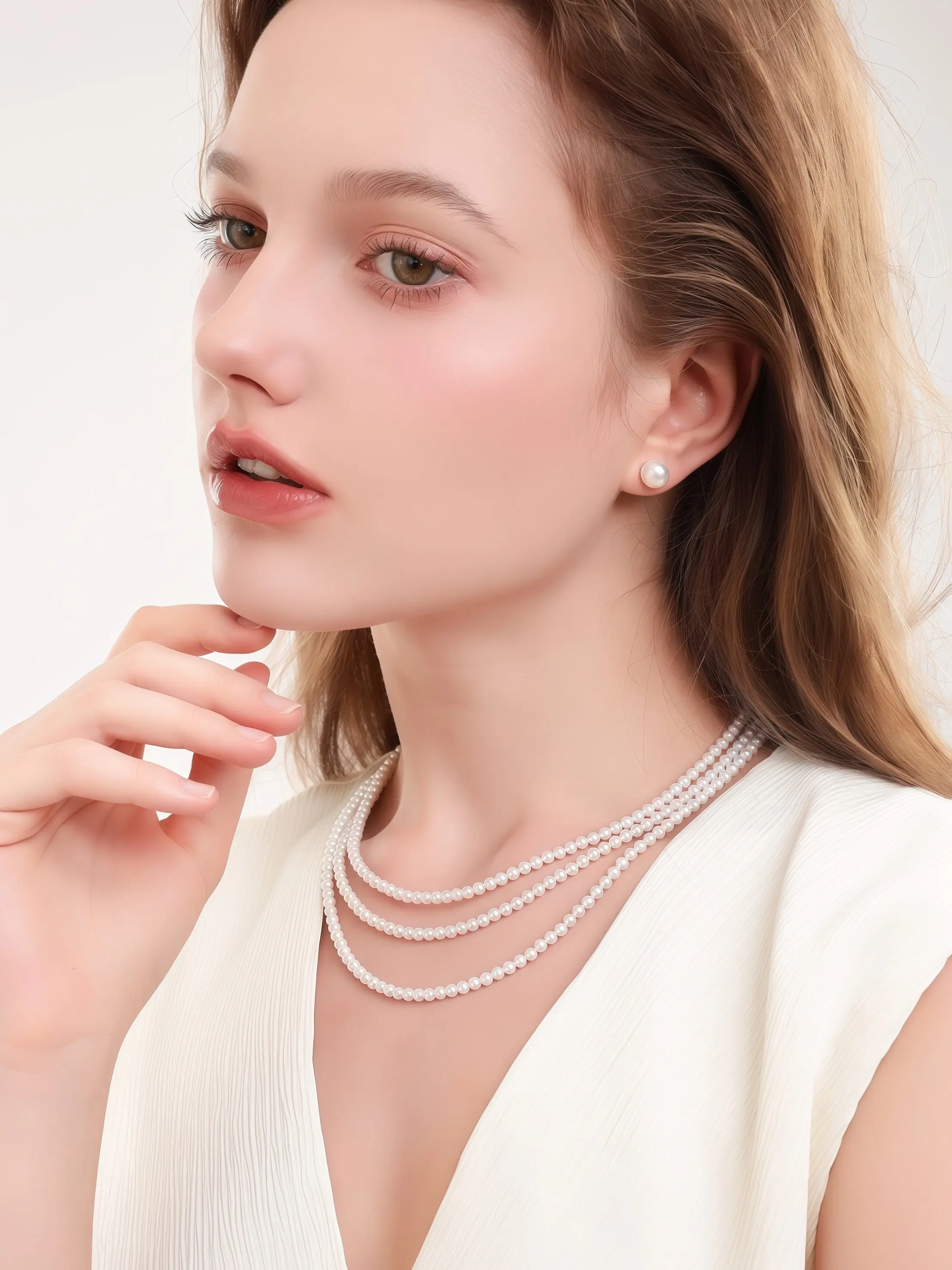 Classic Pearl Necklace SR Pearl Co.16InchesFreshwater Baby Pearl 4.5mm-5mm  Silver Chain S925 Handmade One Size Fits ALL Elegent Wear Women Gift
